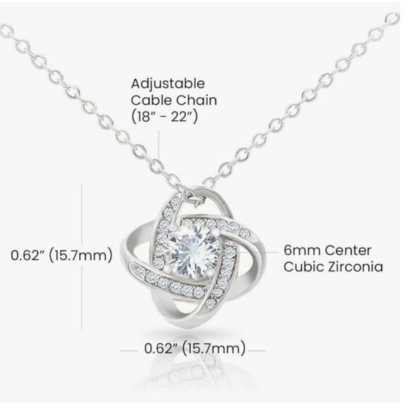 HETRALE To My Soulmate Necklace For Women, Love knot - Cubic Zirconia - Picture 2 of 12